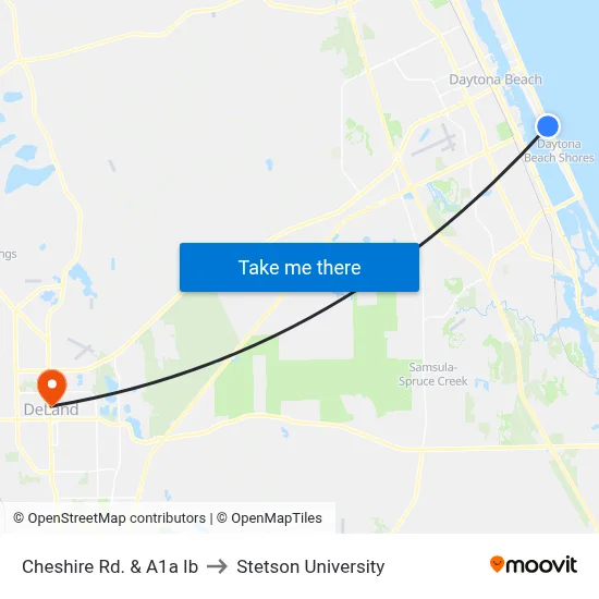 Cheshire Rd. & A1a Ib to Stetson University map