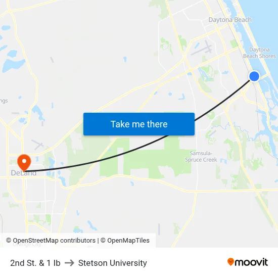 2nd St. & 1 Ib to Stetson University map