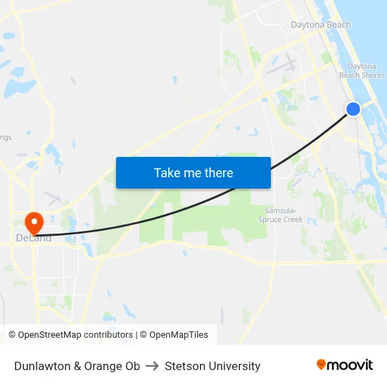 Dunlawton & Orange Ob to Stetson University map