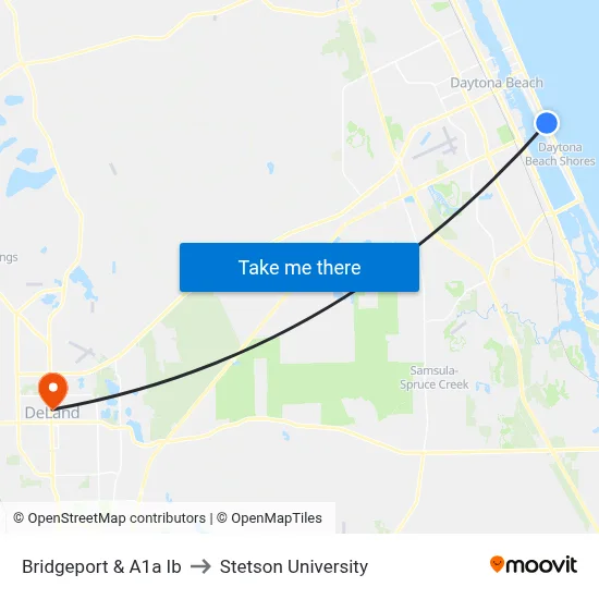 Bridgeport & A1a Ib to Stetson University map