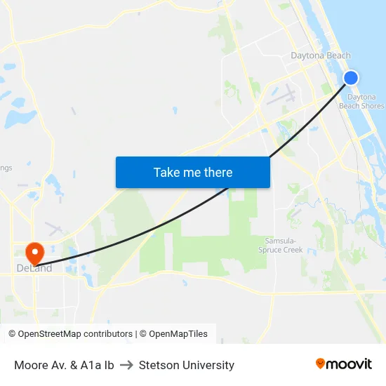 Moore Av. & A1a Ib to Stetson University map