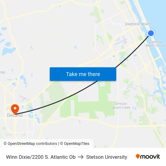 Winn Dixie/2200 S. Atlantic Ob to Stetson University map