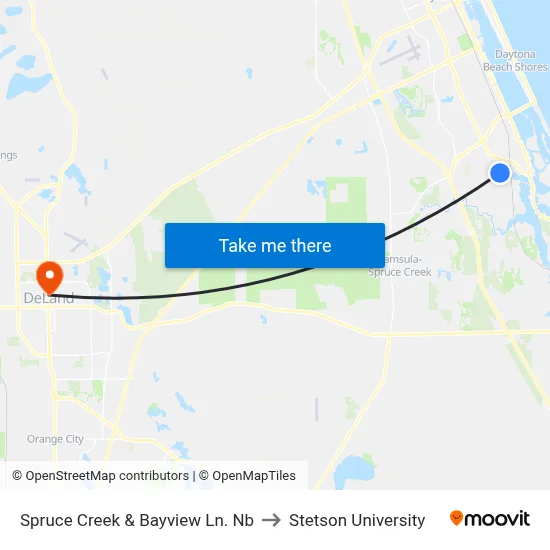Spruce Creek & Bayview Ln. Nb to Stetson University map