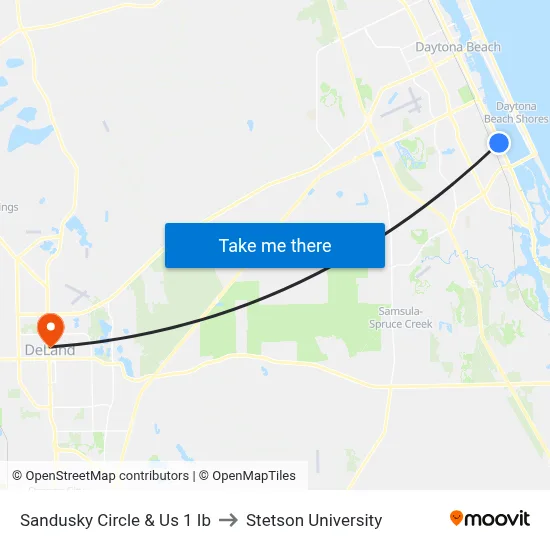 Sandusky Circle & Us 1 Ib to Stetson University map