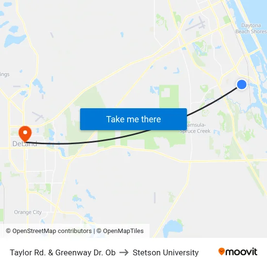 Taylor Rd. & Greenway Dr. Ob to Stetson University map