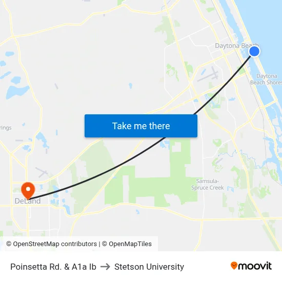Poinsetta Rd. & A1a Ib to Stetson University map