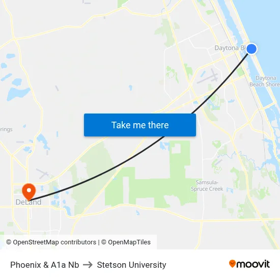 Phoenix & A1a  Nb to Stetson University map