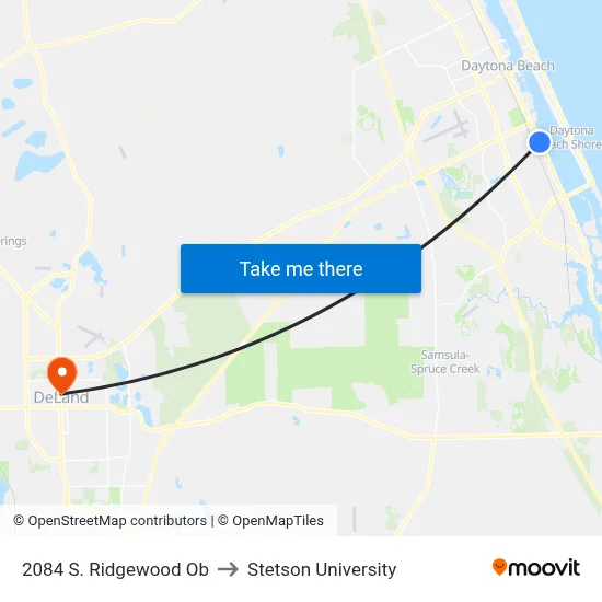 2084 S. Ridgewood Ob to Stetson University map