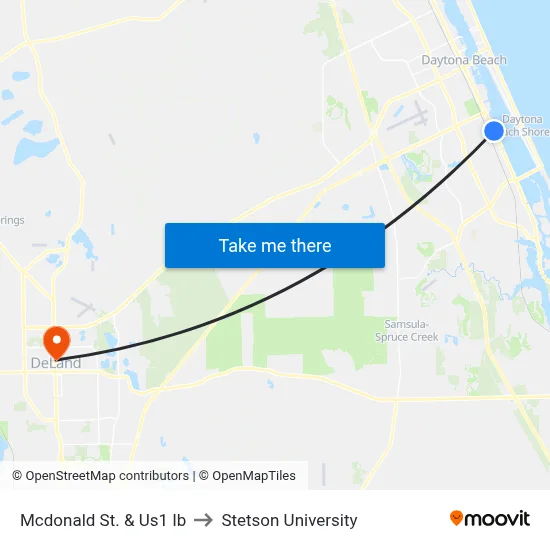Mcdonald St. & Us1 Ib to Stetson University map