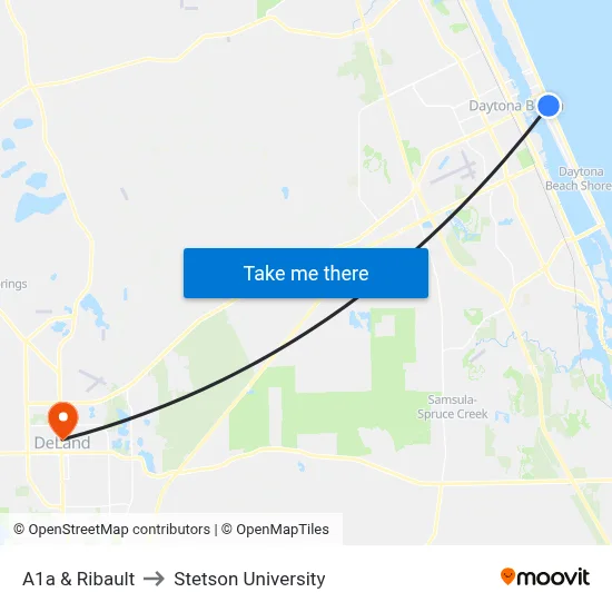 A1a & Ribault to Stetson University map