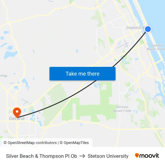 Silver Beach & Thompson Pl Ob to Stetson University map