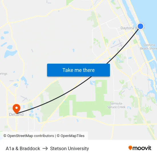 A1a & Braddock to Stetson University map