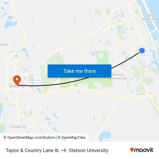 Taylor & Country Lane Ib to Stetson University map