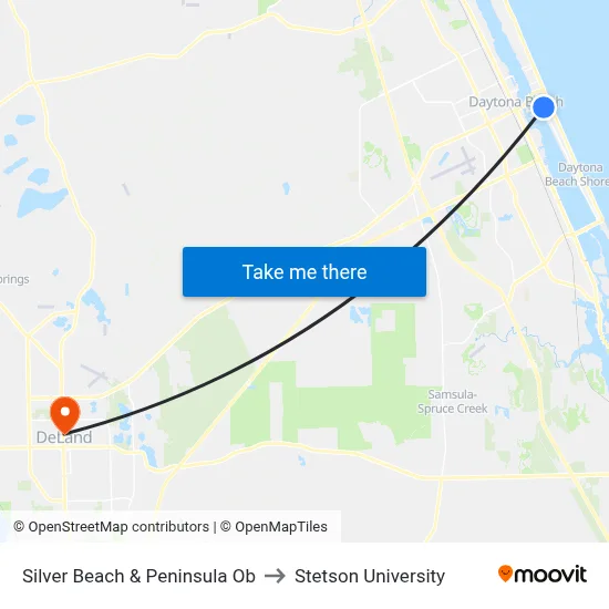 Silver Beach & Peninsula Ob to Stetson University map