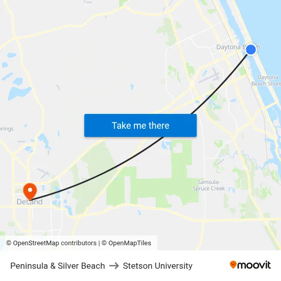 Peninsula & Silver Beach to Stetson University map