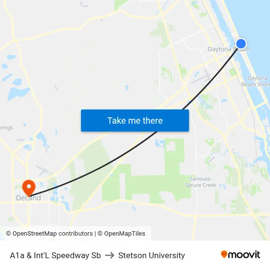 A1a & Int'L Speedway  Sb to Stetson University map