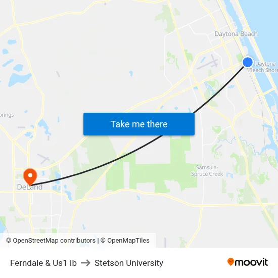 Ferndale & Us1 Ib to Stetson University map