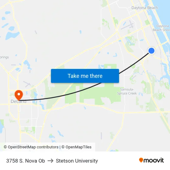 3758 S. Nova Ob to Stetson University map