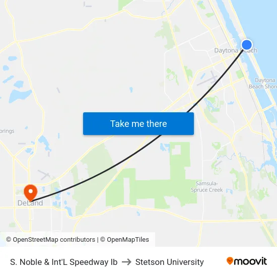 S. Noble & Int'L Speedway Ib to Stetson University map
