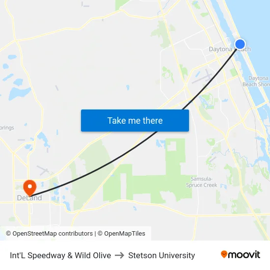 Int'L Speedway & Wild Olive to Stetson University map