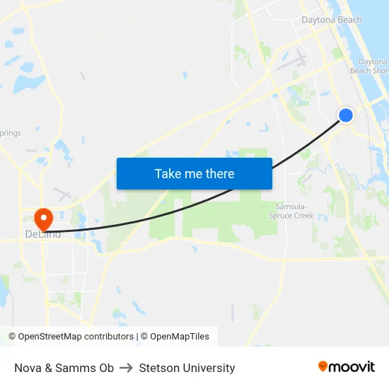 Nova & Samms Ob to Stetson University map