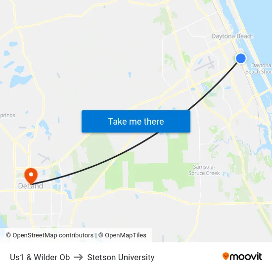 Us1 & Wilder Ob to Stetson University map