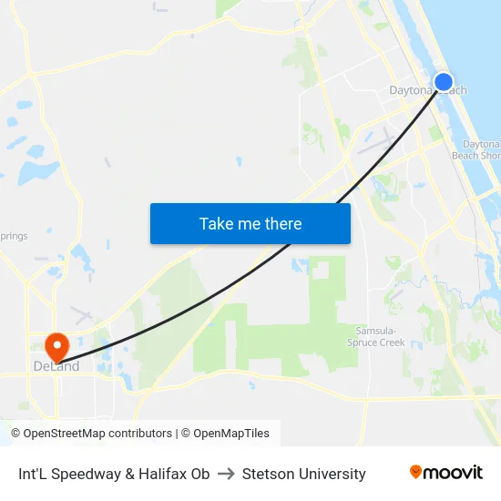 Int'L Speedway & Halifax Ob to Stetson University map