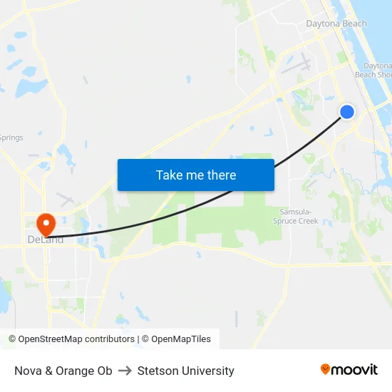 Nova & Orange Ob to Stetson University map