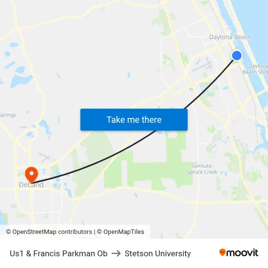 Us1 & Francis Parkman Ob to Stetson University map