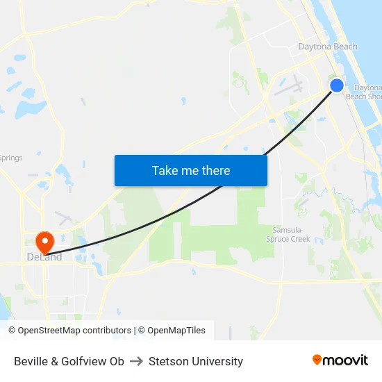 Beville & Golfview Ob to Stetson University map