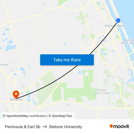 Peninsula & Earl Sb to Stetson University map