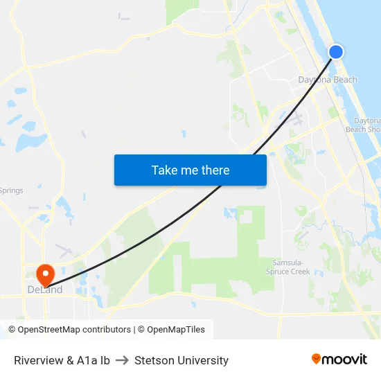 Riverview & A1a Ib to Stetson University map