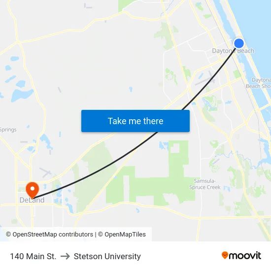 140 Main St. to Stetson University map