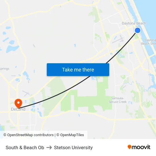 South & Beach Ob to Stetson University map