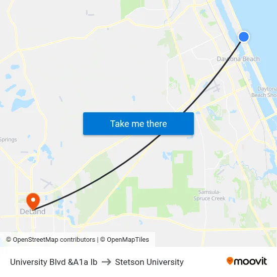 University Blvd &A1a Ib to Stetson University map
