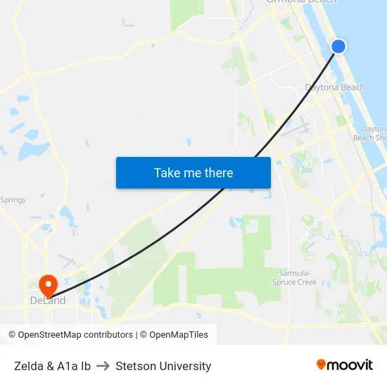 Zelda & A1a Ib to Stetson University map