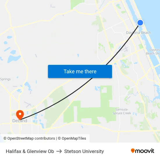 Halifax & Glenview Ob to Stetson University map