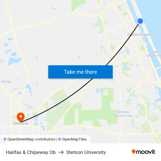 Halifax & Chipeway Ob to Stetson University map