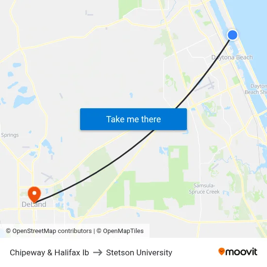 Chipeway & Halifax Ib to Stetson University map