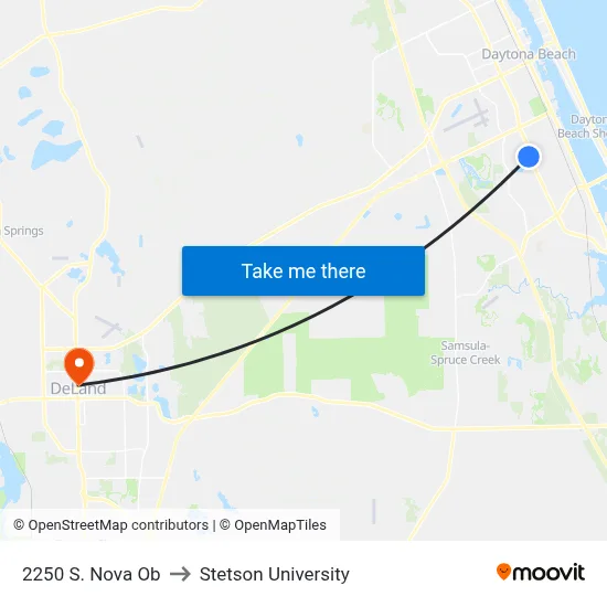 2250 S. Nova Ob to Stetson University map