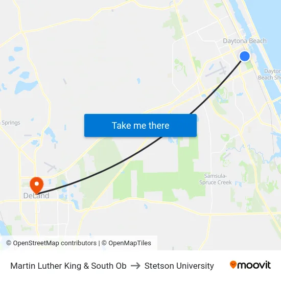 Martin Luther King & South Ob to Stetson University map