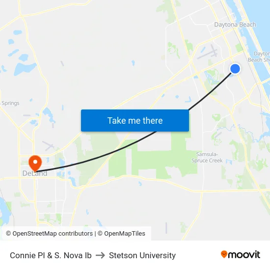 Connie Pl & S. Nova Ib to Stetson University map