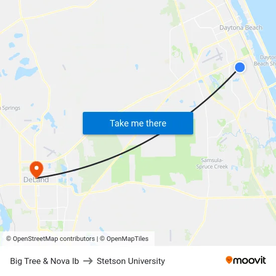 Big Tree & Nova Ib to Stetson University map