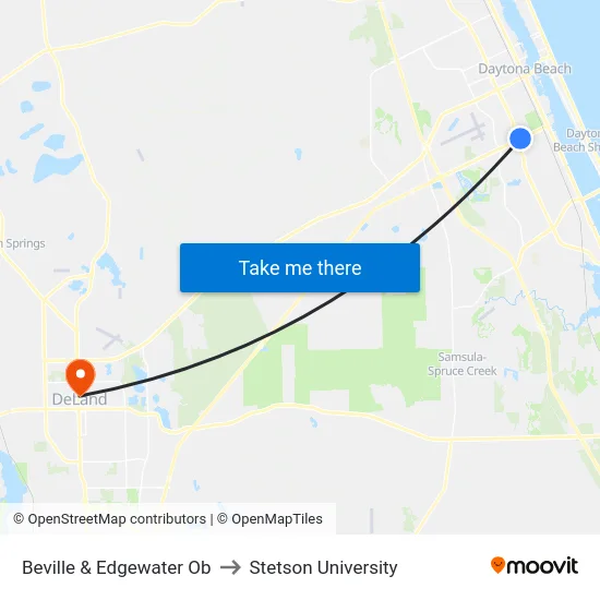 Beville & Edgewater Ob to Stetson University map