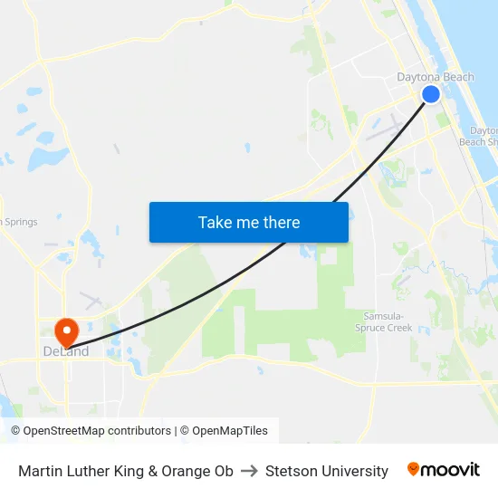 Martin Luther King & Orange Ob to Stetson University map