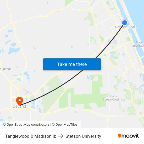 Tanglewood & Madison Ib to Stetson University map