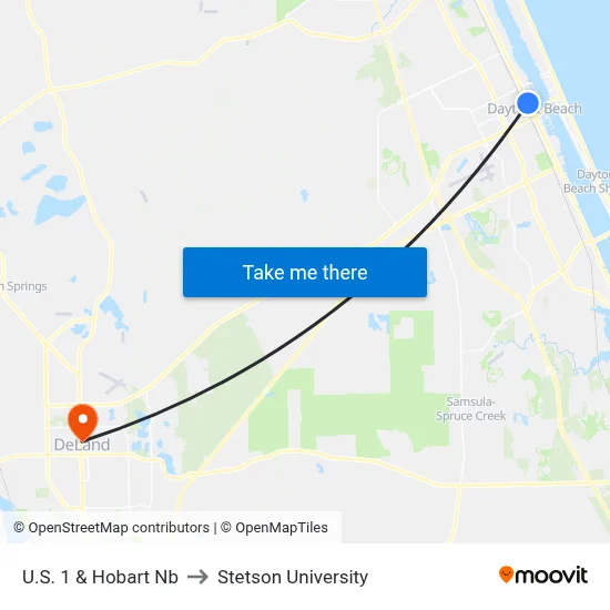 U.S. 1 & Hobart Nb to Stetson University map