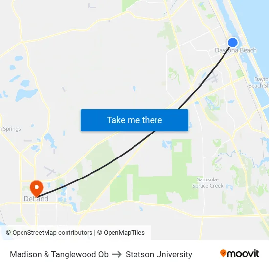 Madison & Tanglewood Ob to Stetson University map