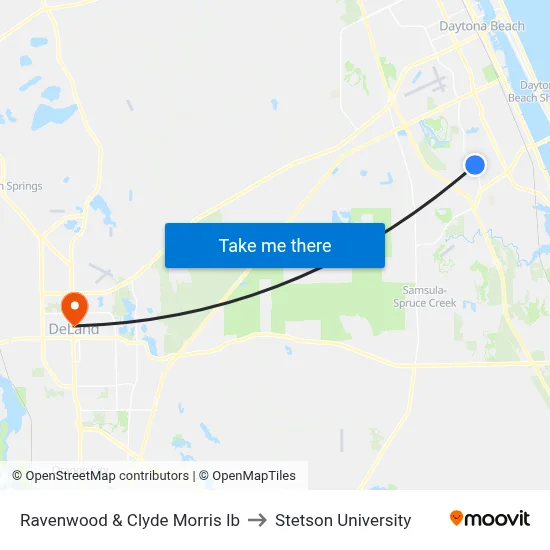 Ravenwood & Clyde Morris Ib to Stetson University map