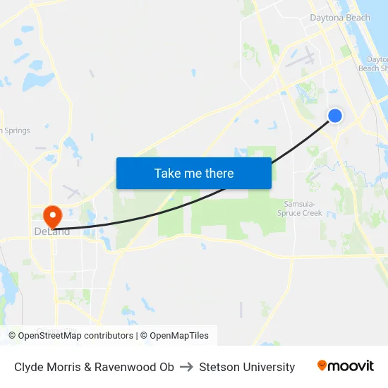 Clyde Morris & Ravenwood Ob to Stetson University map